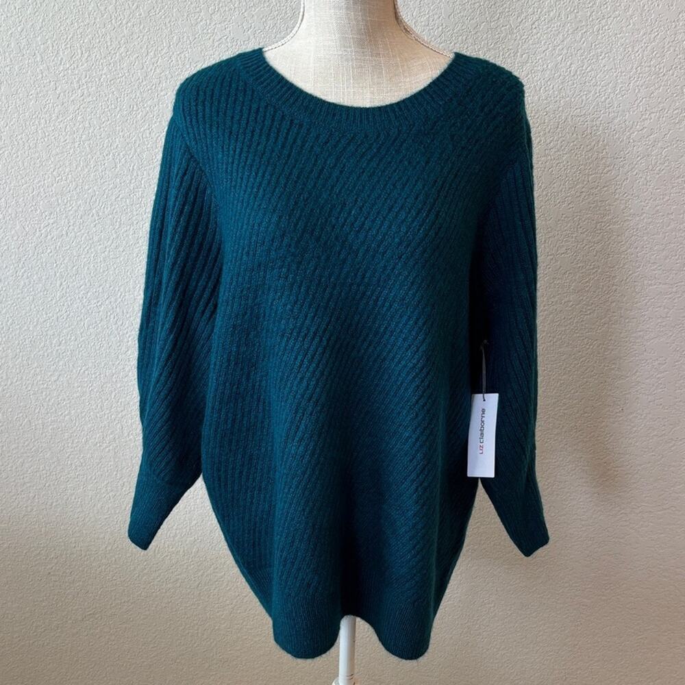 Liz Claiborne Teal Women's Cozy Relaxed Sweater Workwear Travel Comfy NWT - XL